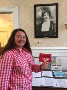 Alexandra with a photo of Florence Peshine Eagleton