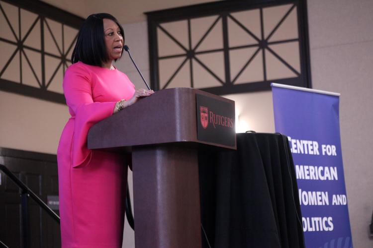 Lieutenant Governor Sheila Oliver giving the keynote address at Ready to Run 2019